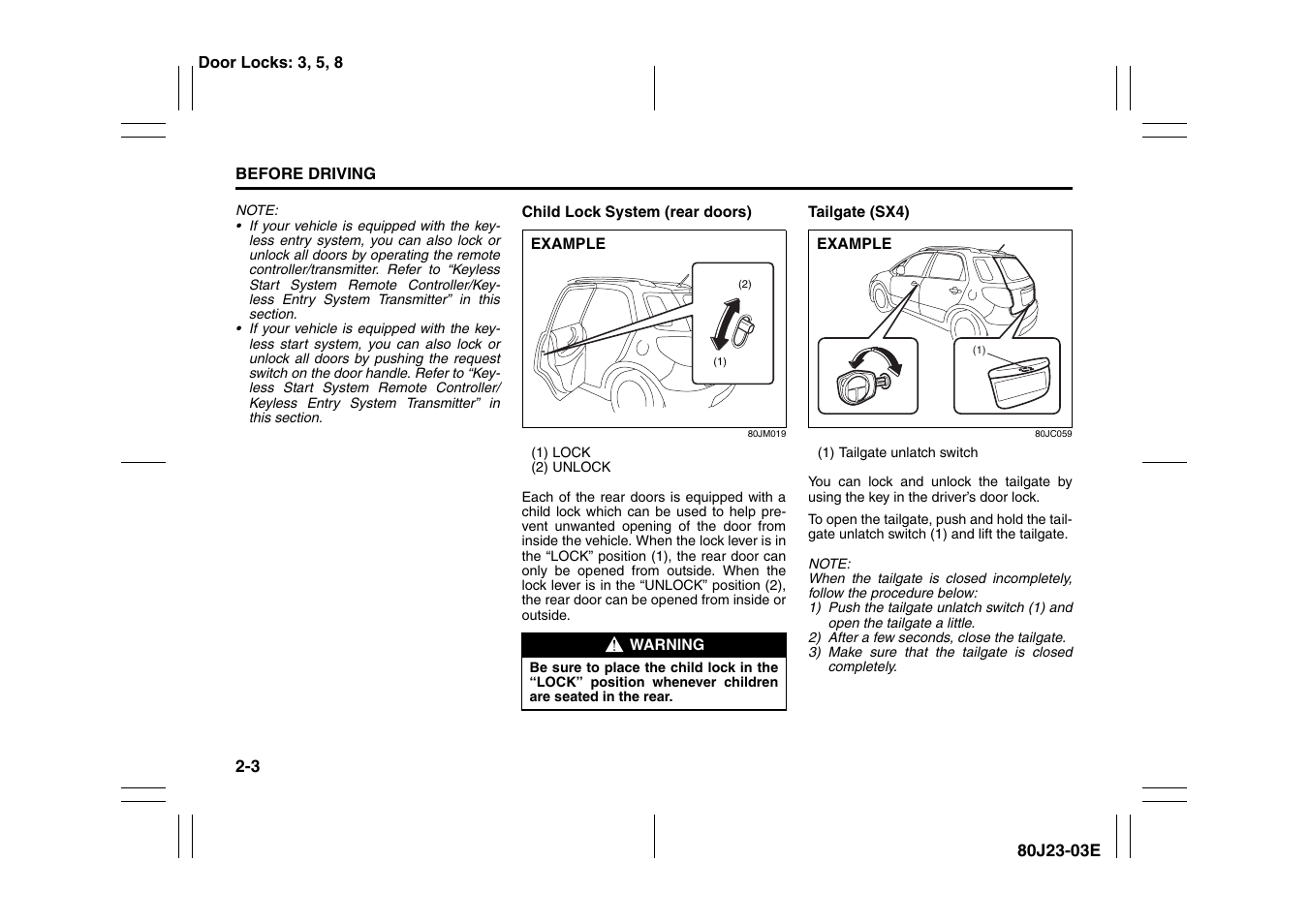 Suzuki 2010 SX4 SportBack User Manual | Page 20 / 297