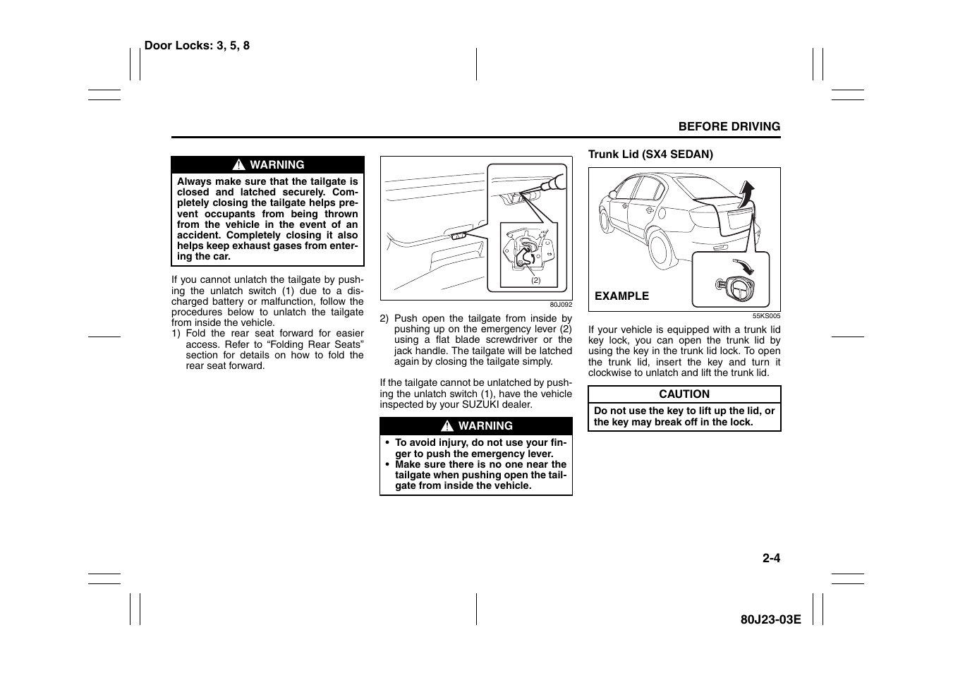 Suzuki 2010 SX4 SportBack User Manual | Page 21 / 297