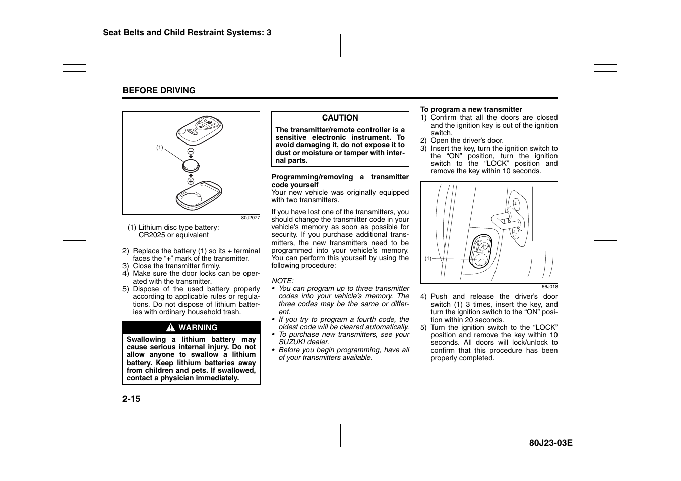 Suzuki 2010 SX4 SportBack User Manual | Page 32 / 297