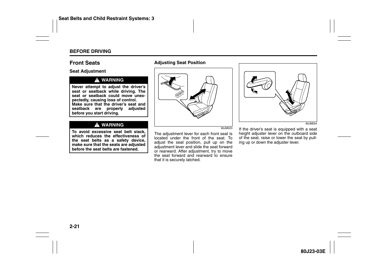 Suzuki 2010 SX4 SportBack User Manual | Page 38 / 297