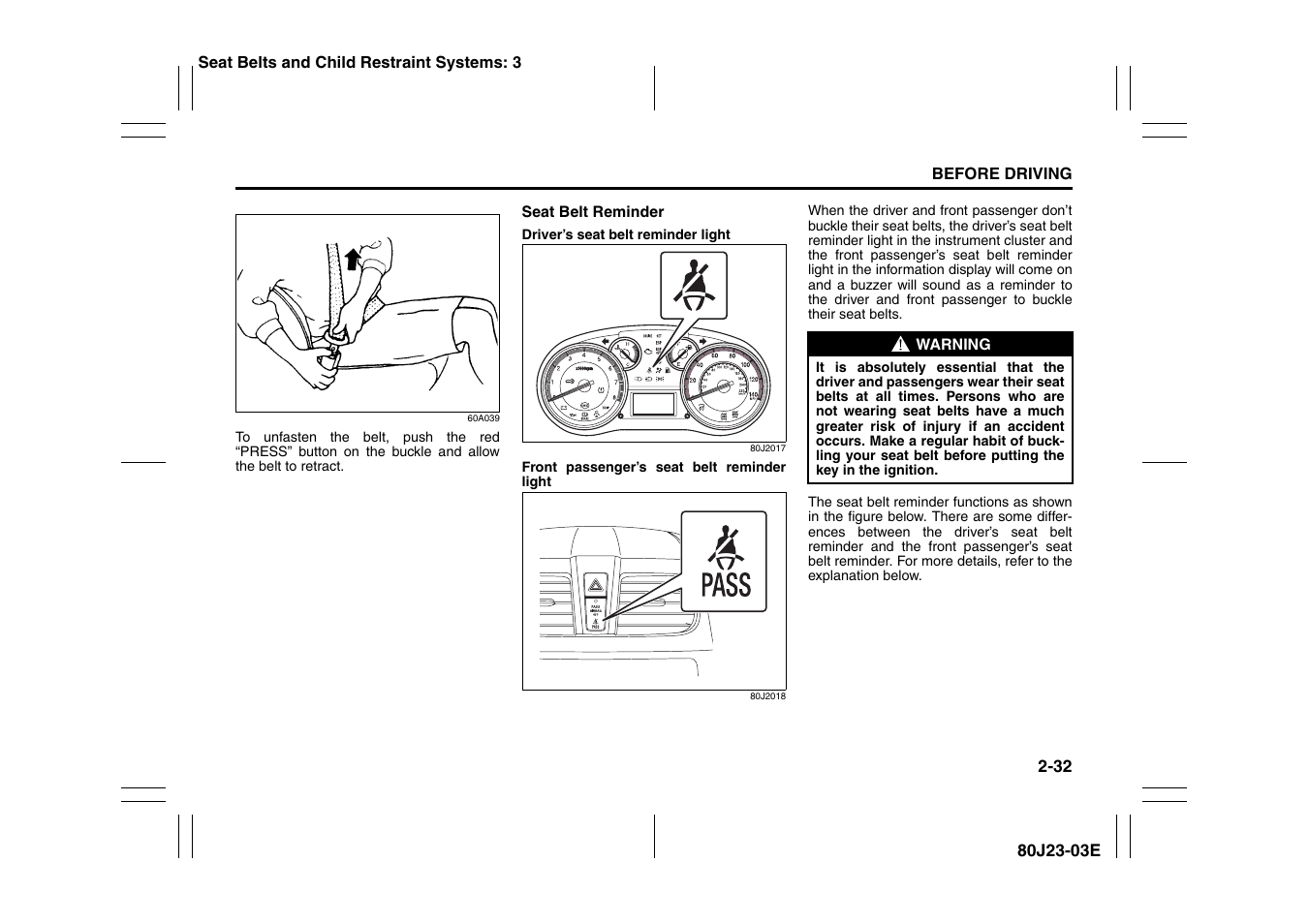 Suzuki 2010 SX4 SportBack User Manual | Page 49 / 297