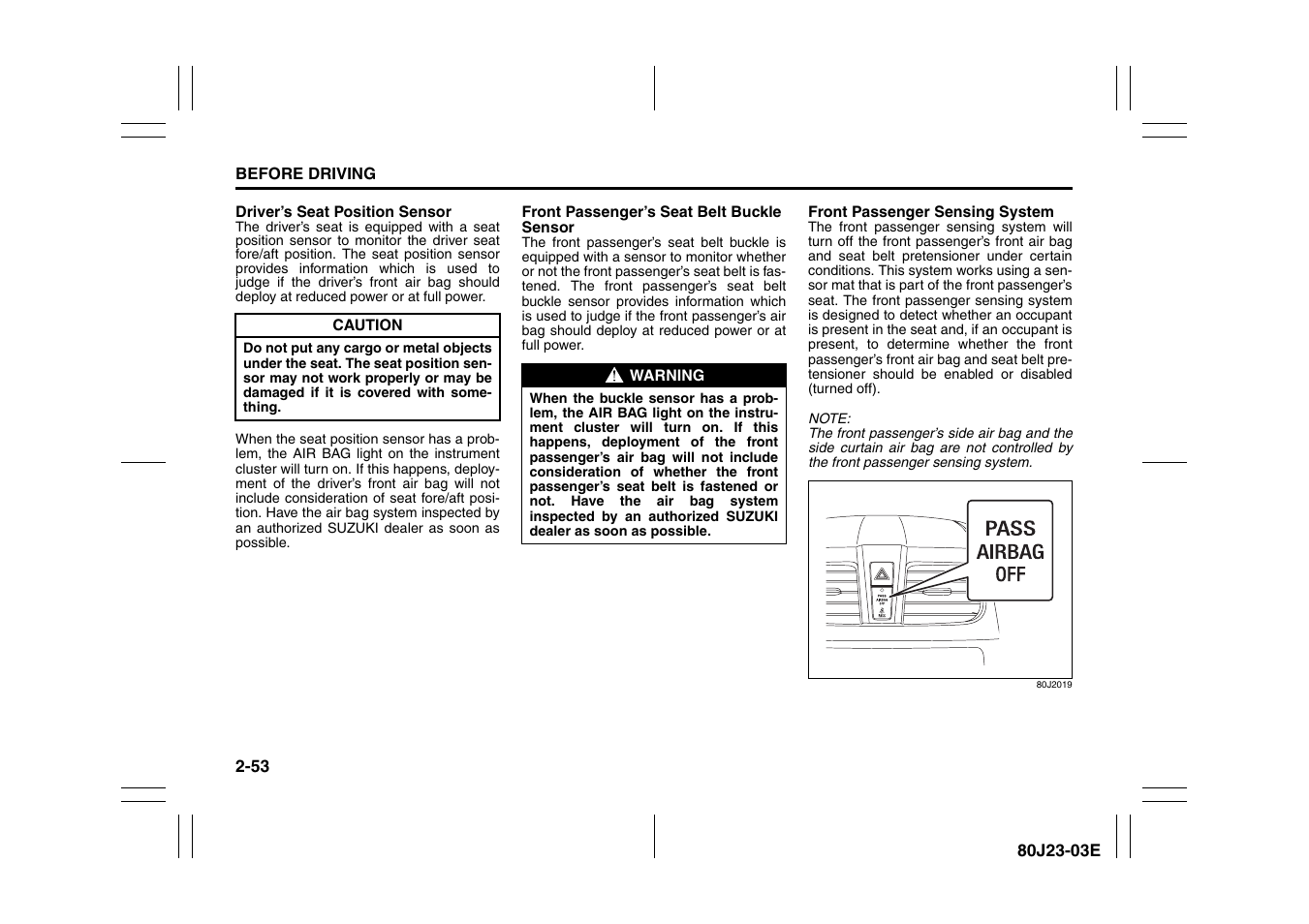 Suzuki 2010 SX4 SportBack User Manual | Page 70 / 297