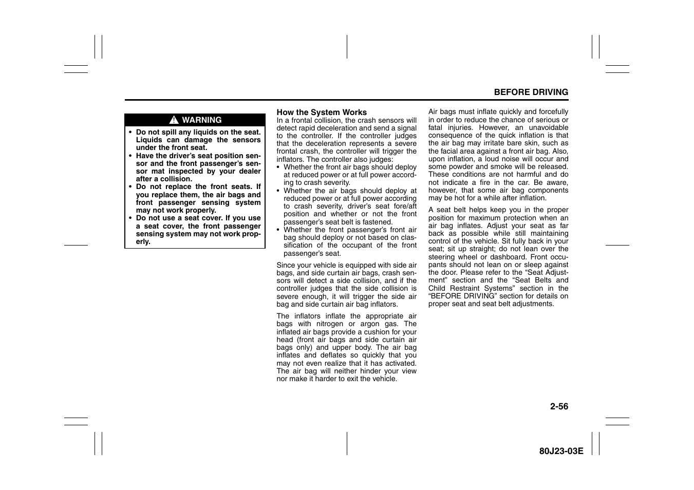 Suzuki 2010 SX4 SportBack User Manual | Page 73 / 297