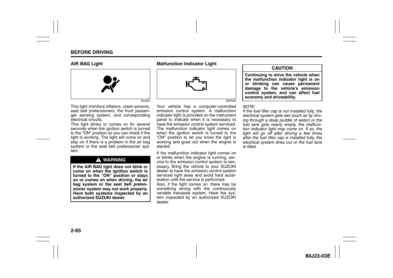 Suzuki 2010 SX4 SportBack User Manual | Page 82 / 297