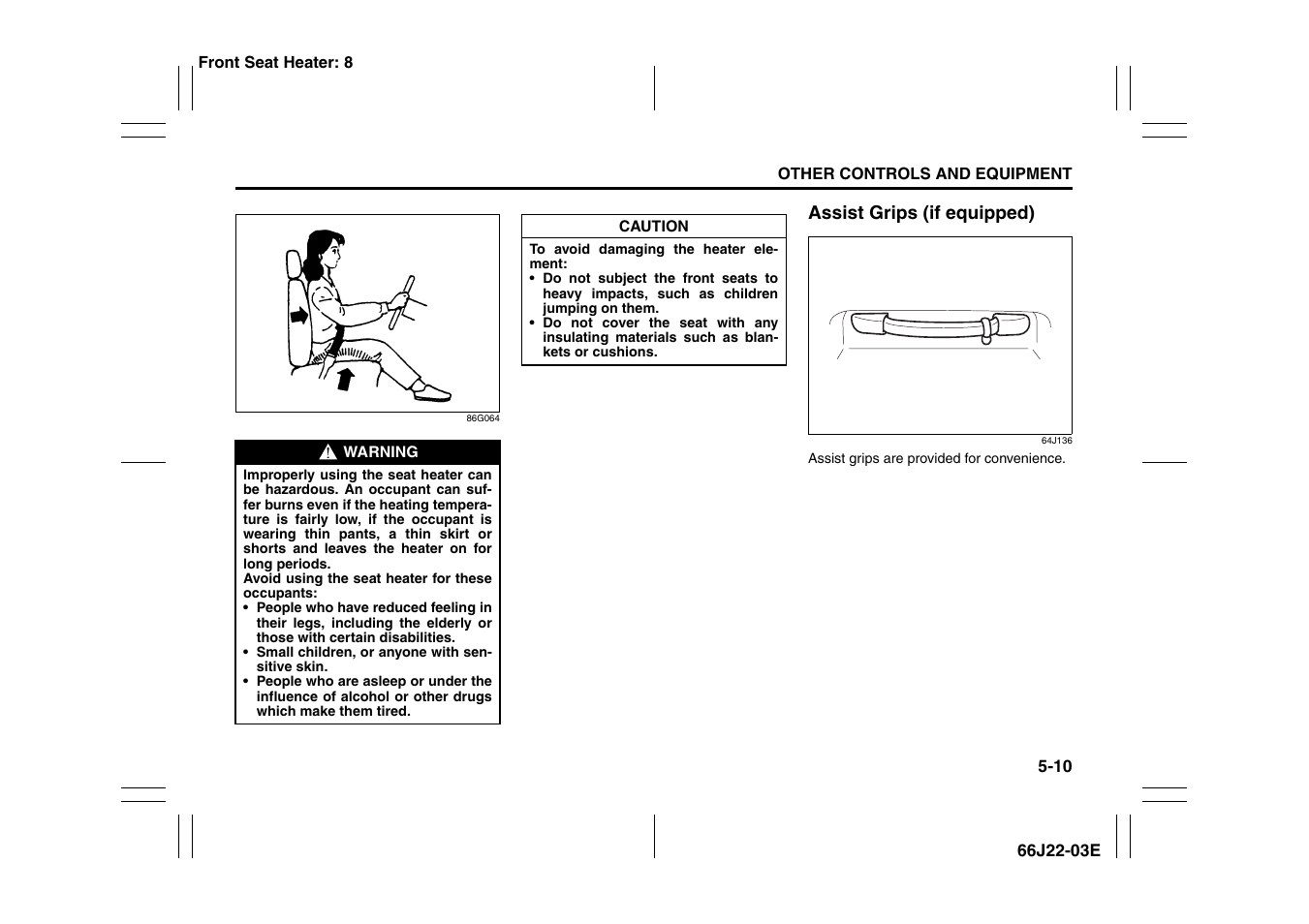 Assist grips (if equipped) -10 | Suzuki Grand Vitara 99011-66J22-03E User Manual | Page 141 / 290