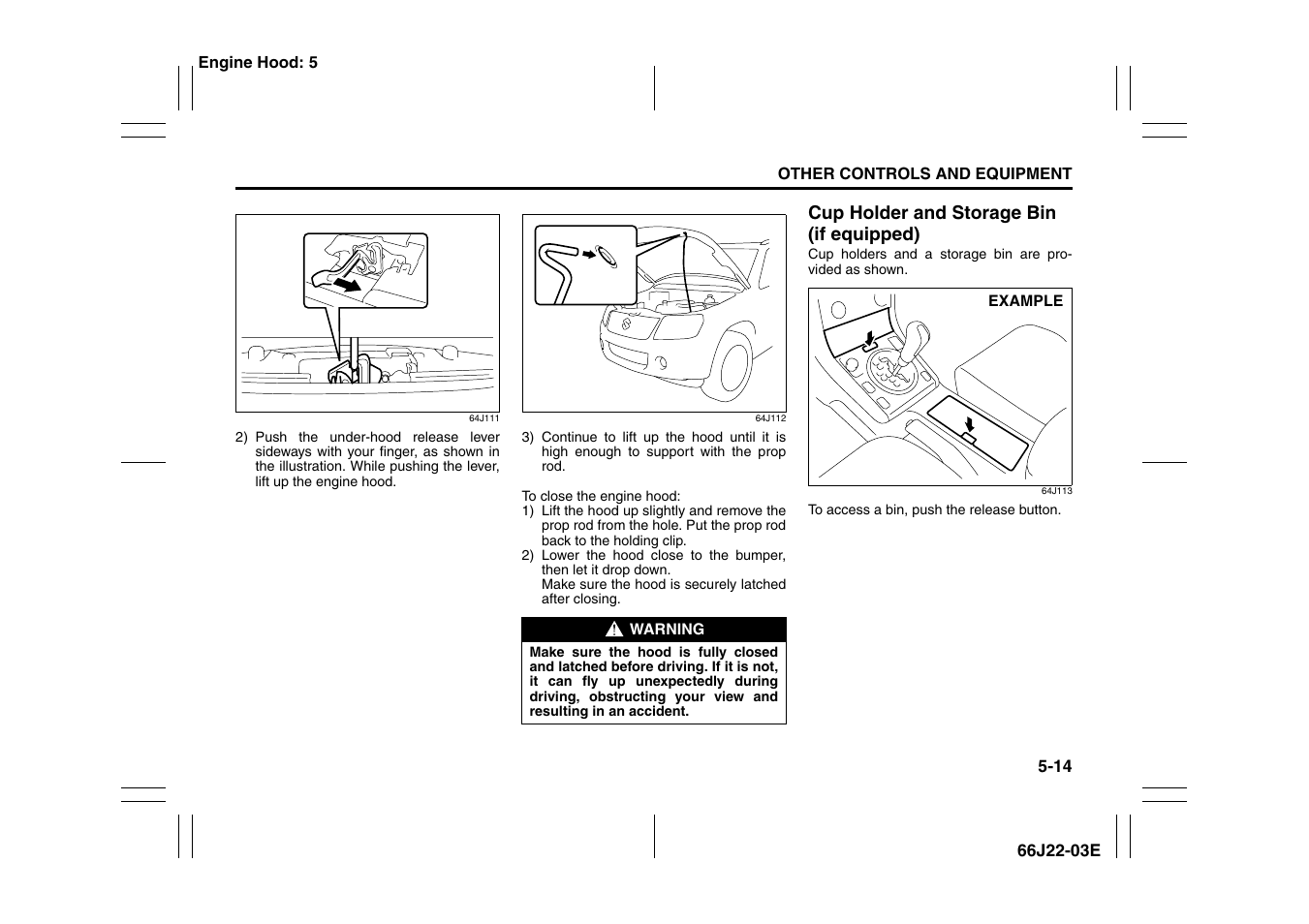 Cup holder and storage bin (if equipped) -14 | Suzuki Grand Vitara 99011-66J22-03E User Manual | Page 145 / 290