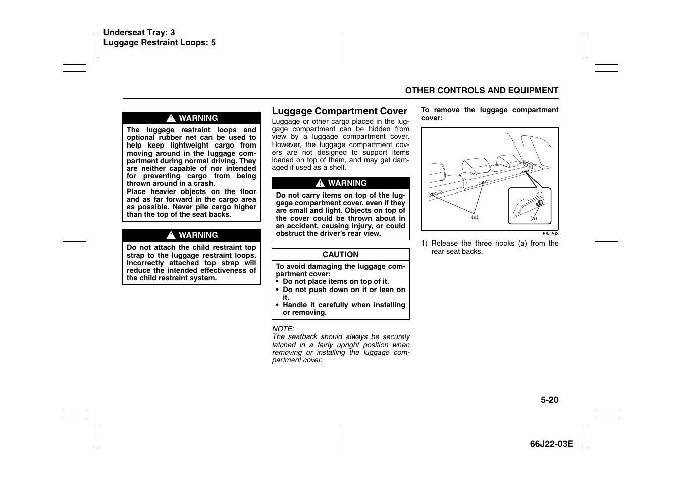 Luggage compartment cover -20 | Suzuki Grand Vitara 99011-66J22-03E User Manual | Page 151 / 290