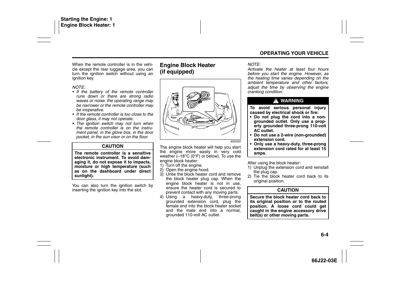 Engine block heater (if equipped) -4 | Suzuki Grand Vitara 99011-66J22-03E User Manual | Page 163 / 290