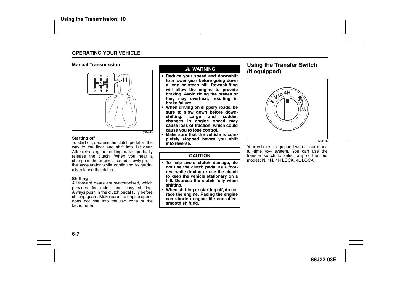 Using the transfer switch (if equipped) -7 | Suzuki Grand Vitara 99011-66J22-03E User Manual | Page 166 / 290