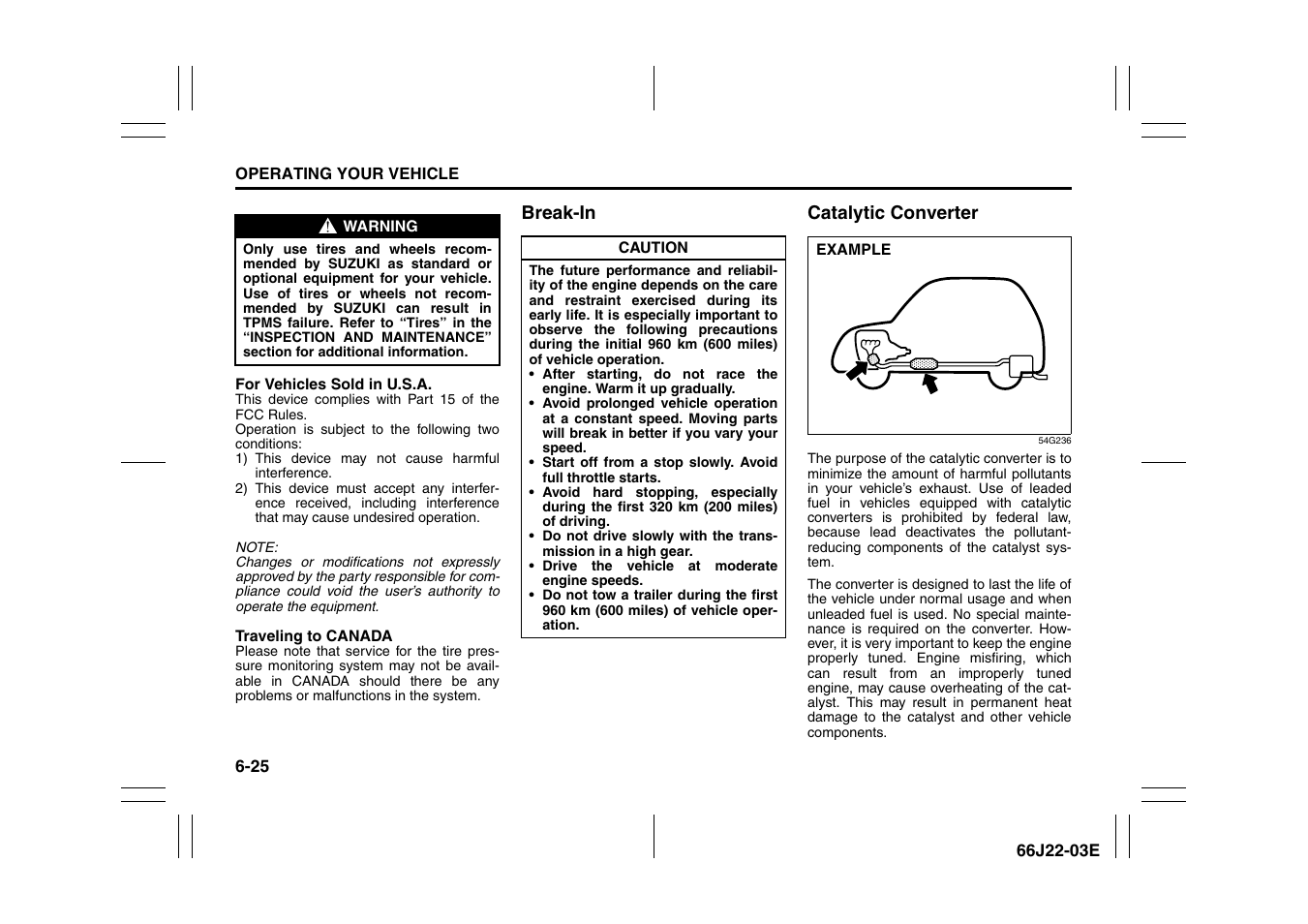 Break-in -25 catalytic converter -25 | Suzuki Grand Vitara 99011-66J22-03E User Manual | Page 184 / 290