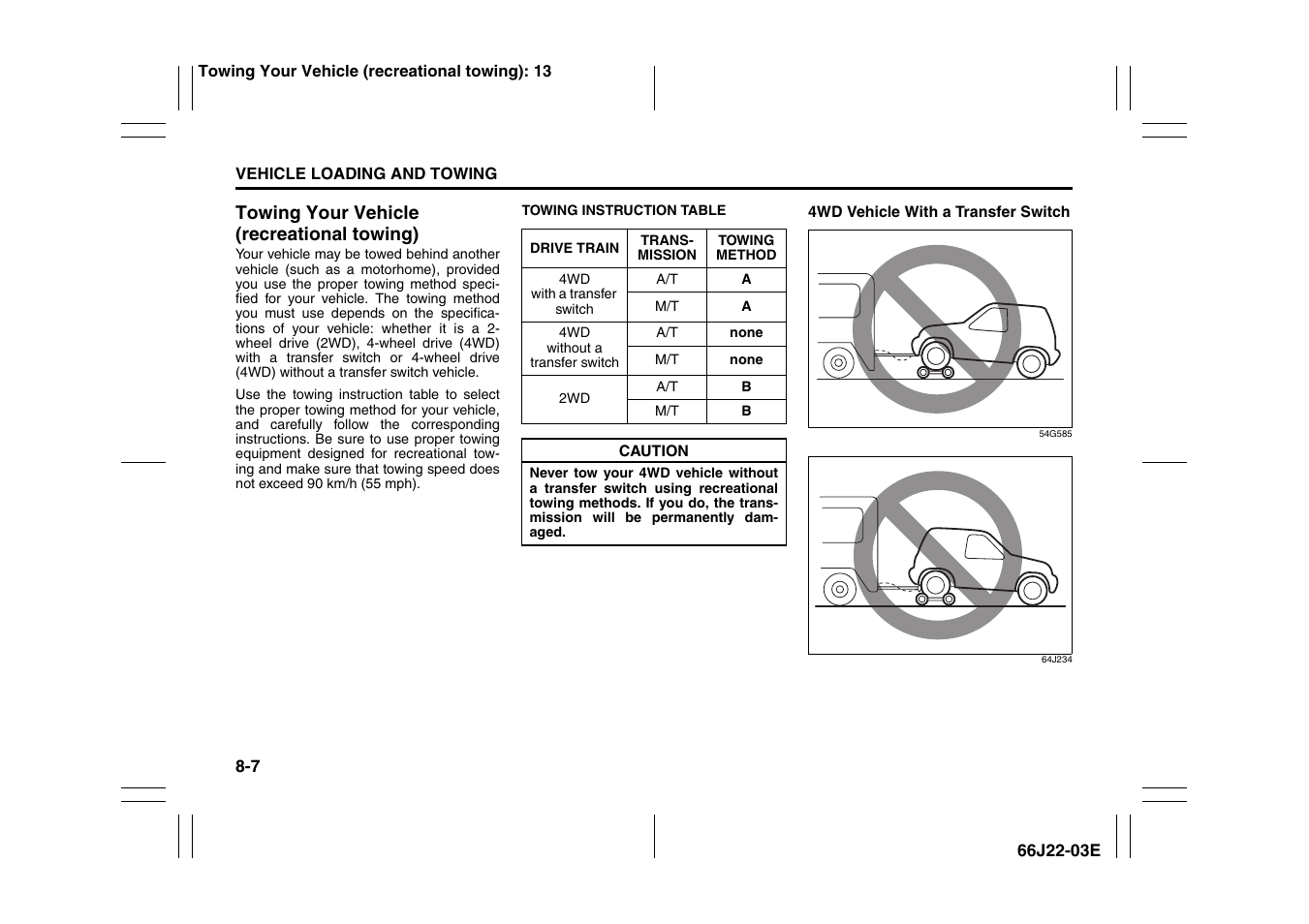 Towing your vehicle (recreational towing) -7 | Suzuki Grand Vitara 99011-66J22-03E User Manual | Page 202 / 290