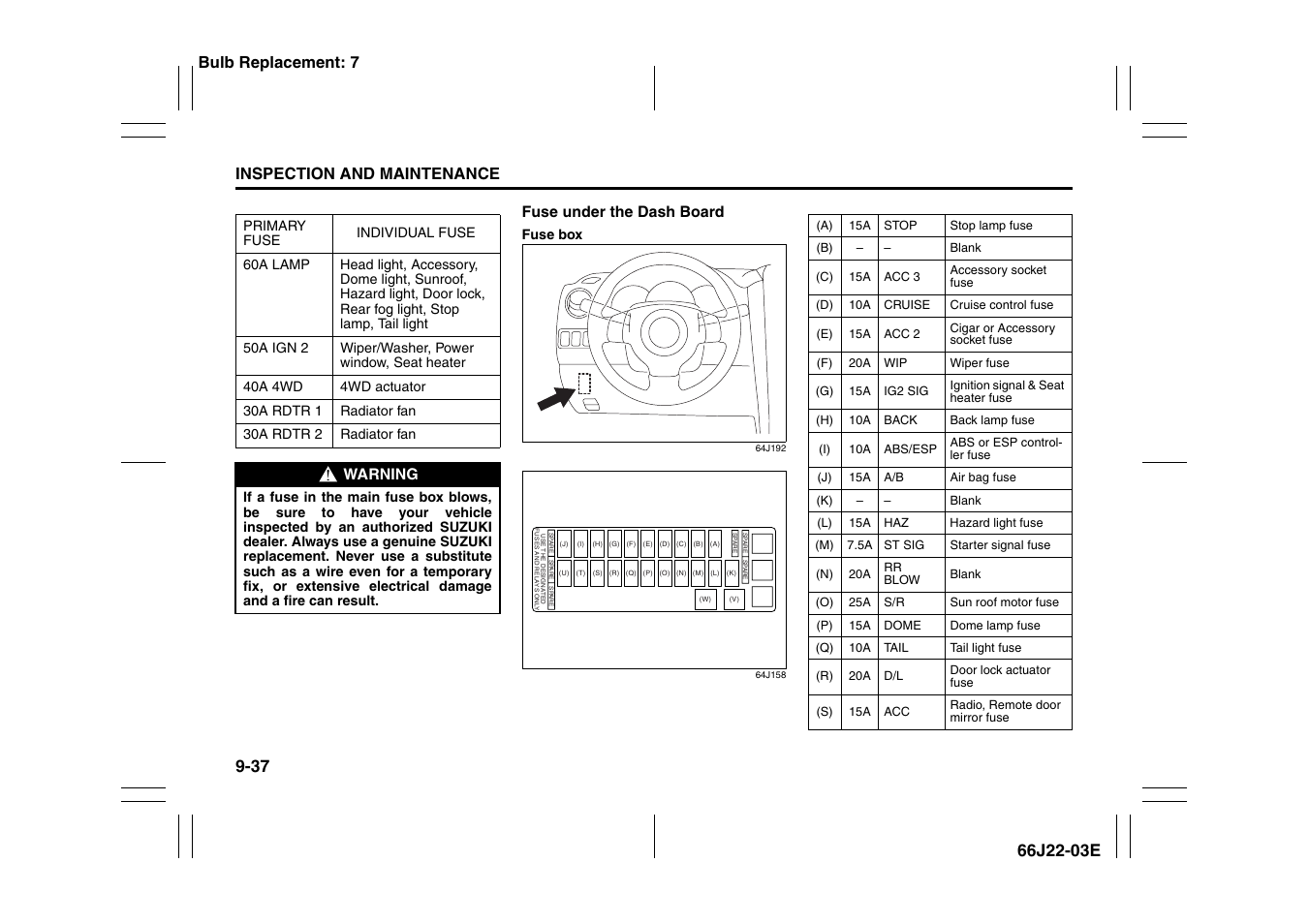 Suzuki Grand Vitara 99011-66J22-03E User Manual | Page 244 / 290