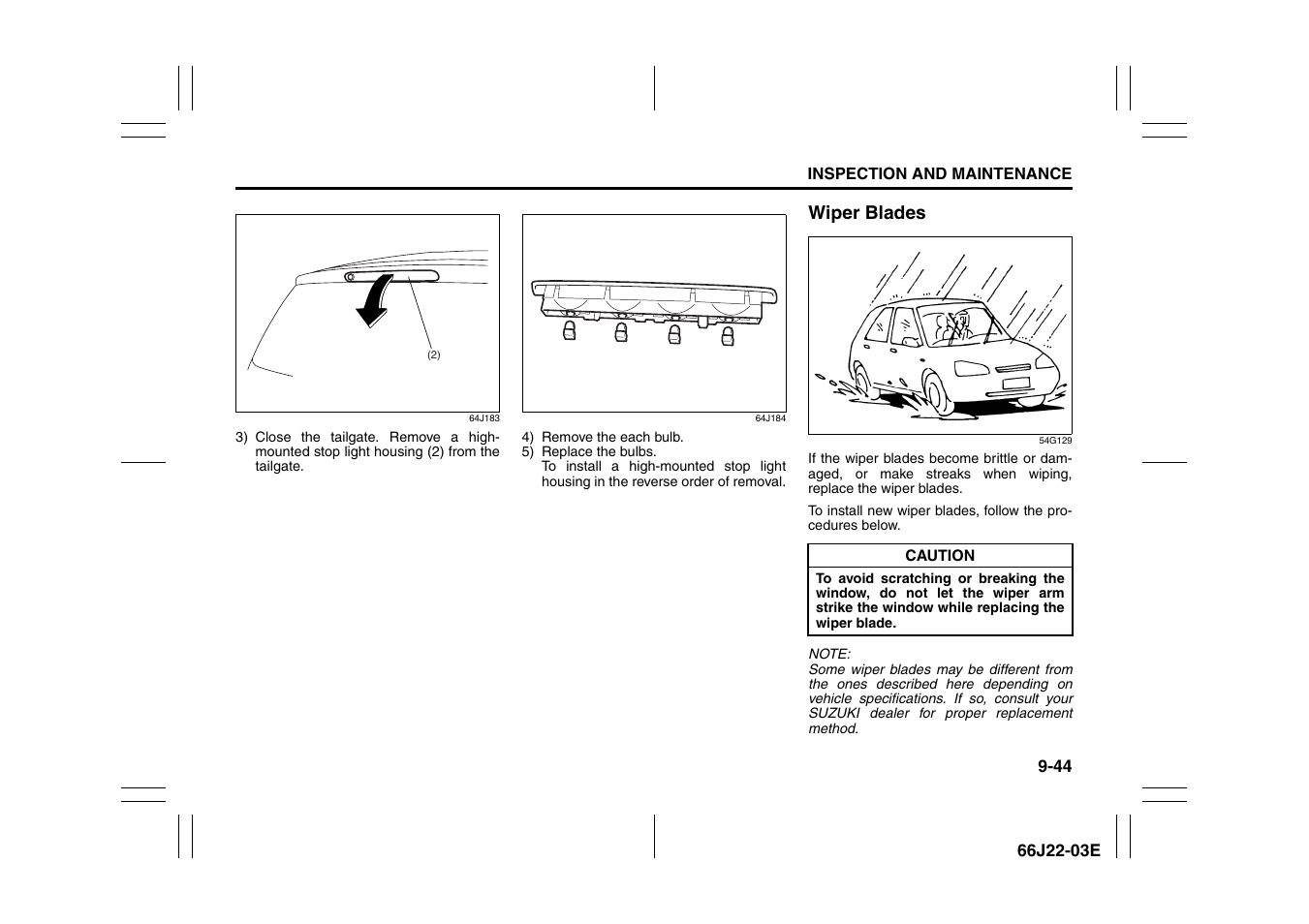 Wiper blades -44 | Suzuki Grand Vitara 99011-66J22-03E User Manual | Page 251 / 290