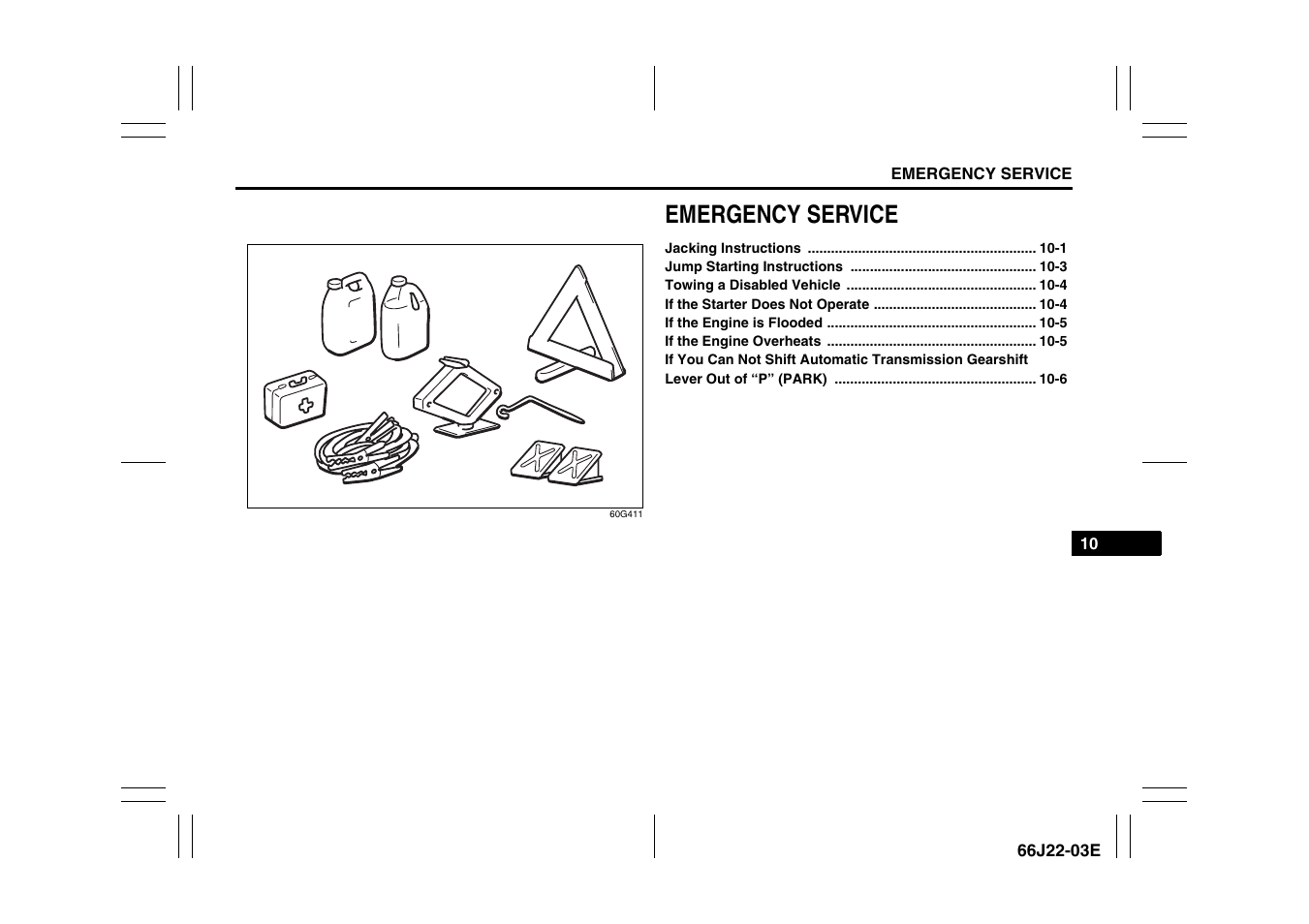 Emergency service | Suzuki Grand Vitara 99011-66J22-03E User Manual | Page 255 / 290