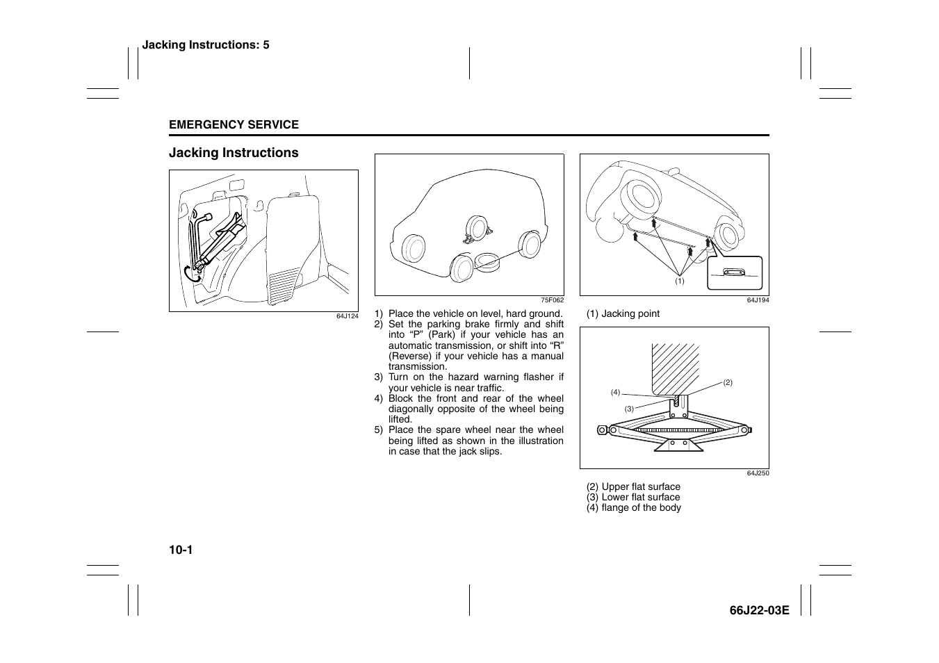 Jacking instructions -1, Jacking instructions | Suzuki Grand Vitara 99011-66J22-03E User Manual | Page 256 / 290