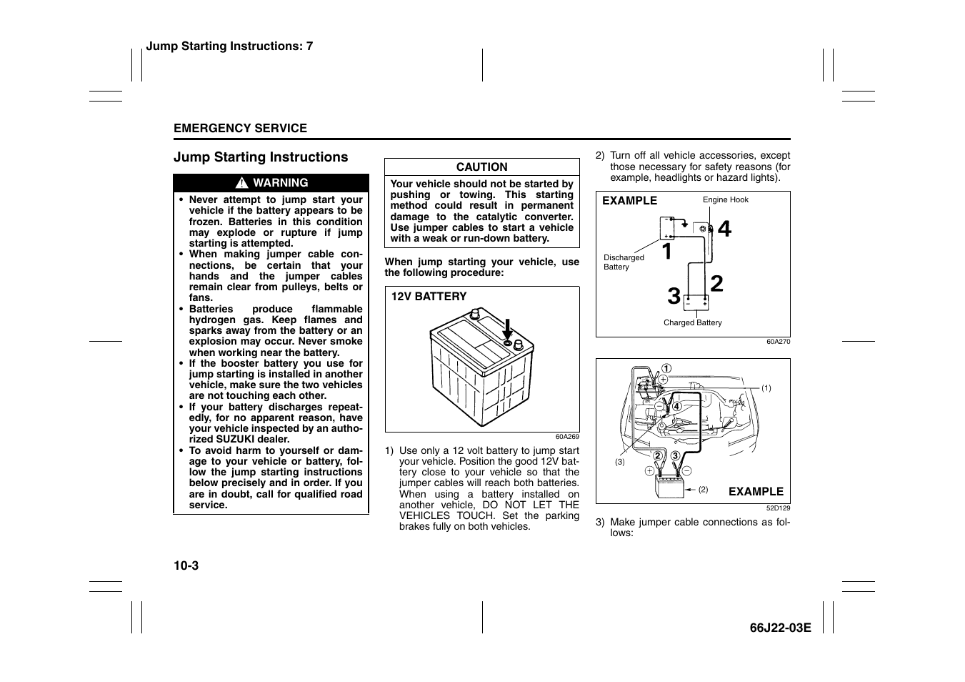 Jump starting instructions -3 | Suzuki Grand Vitara 99011-66J22-03E User Manual | Page 258 / 290