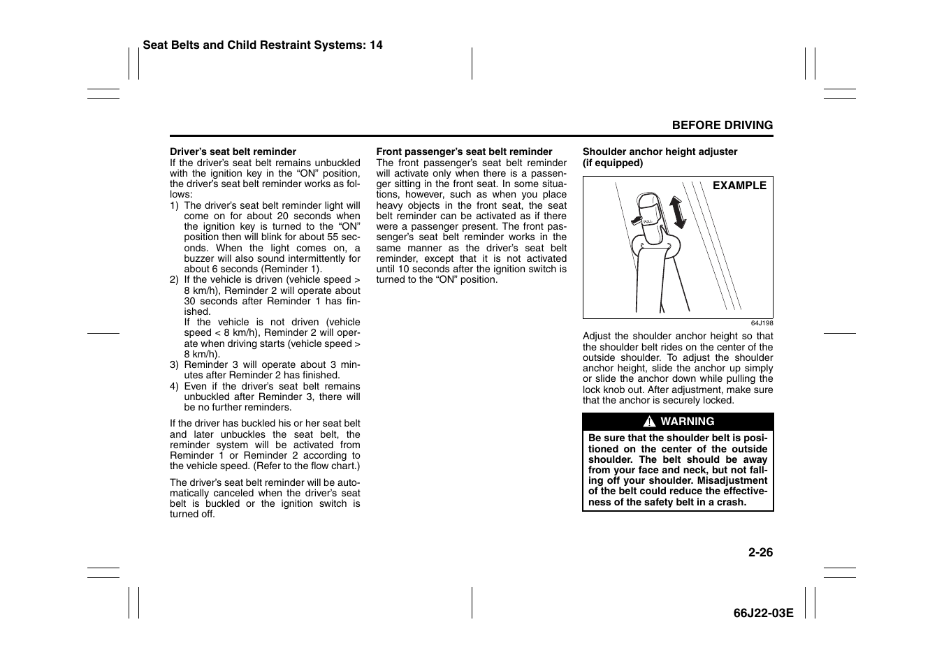 Suzuki Grand Vitara 99011-66J22-03E User Manual | Page 39 / 290