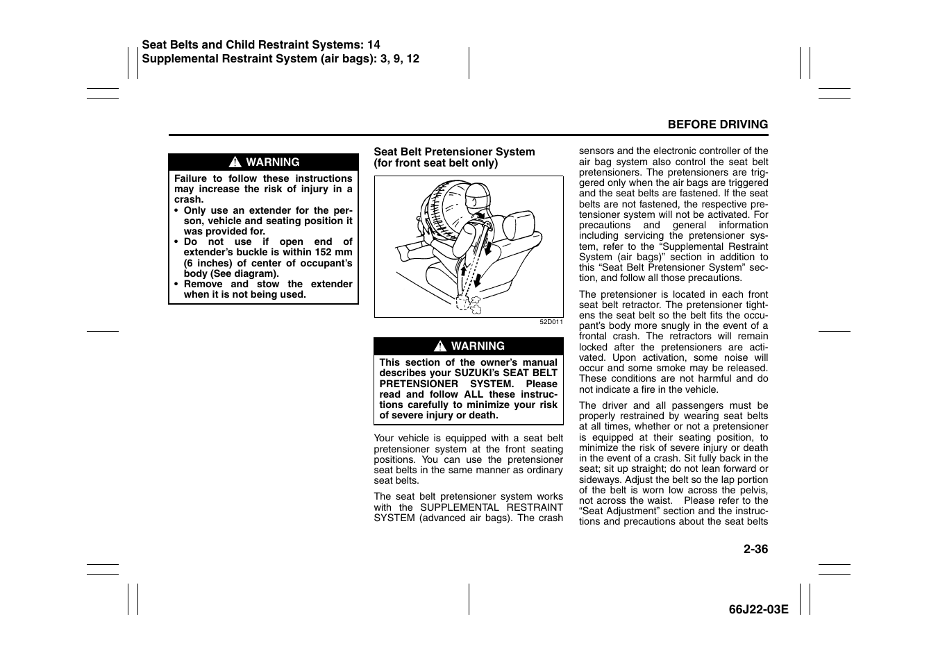 Suzuki Grand Vitara 99011-66J22-03E User Manual | Page 49 / 290