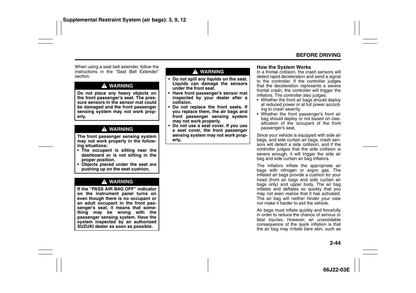 Suzuki Grand Vitara 99011-66J22-03E User Manual | Page 57 / 290