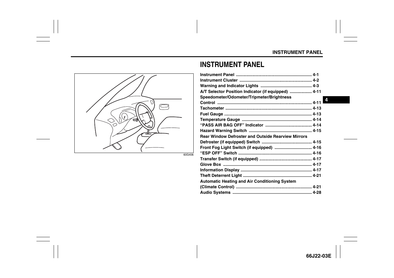 Instrument panel | Suzuki Grand Vitara 99011-66J22-03E User Manual | Page 75 / 290