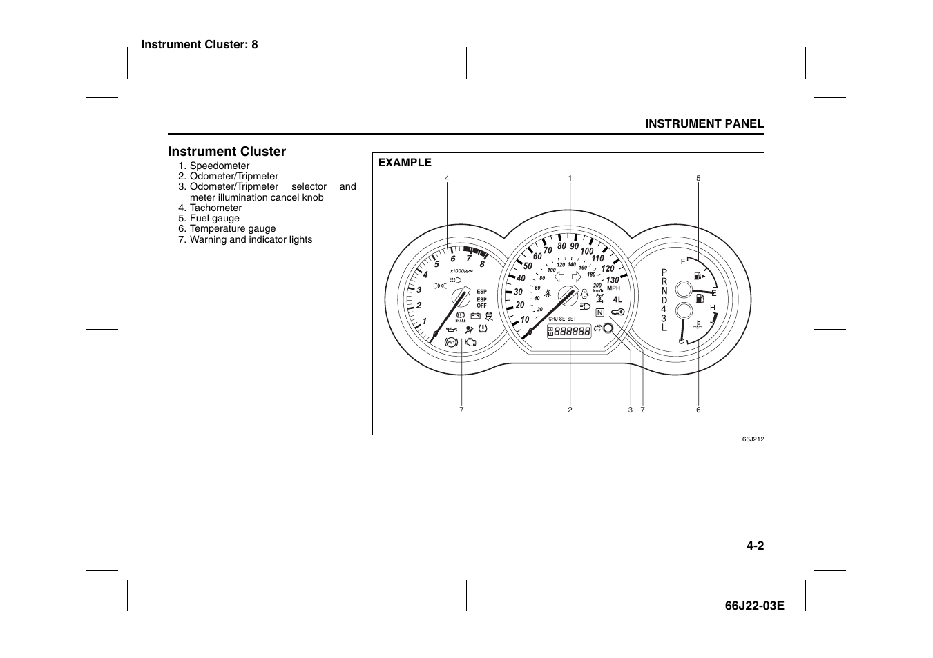 Instrument cluster -2, Instrument cluster | Suzuki Grand Vitara 99011-66J22-03E User Manual | Page 77 / 290