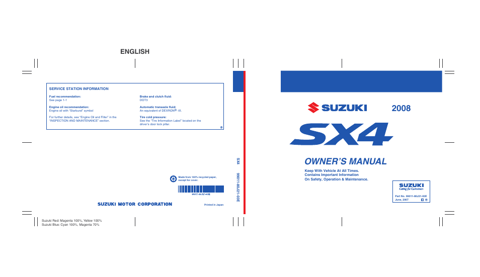 Suzuki SX4/SX4 SEDAN User Manual | 278 pages