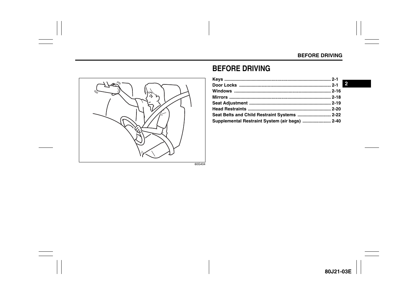 Before driving | Suzuki SX4/SX4 SEDAN User Manual | Page 13 / 278