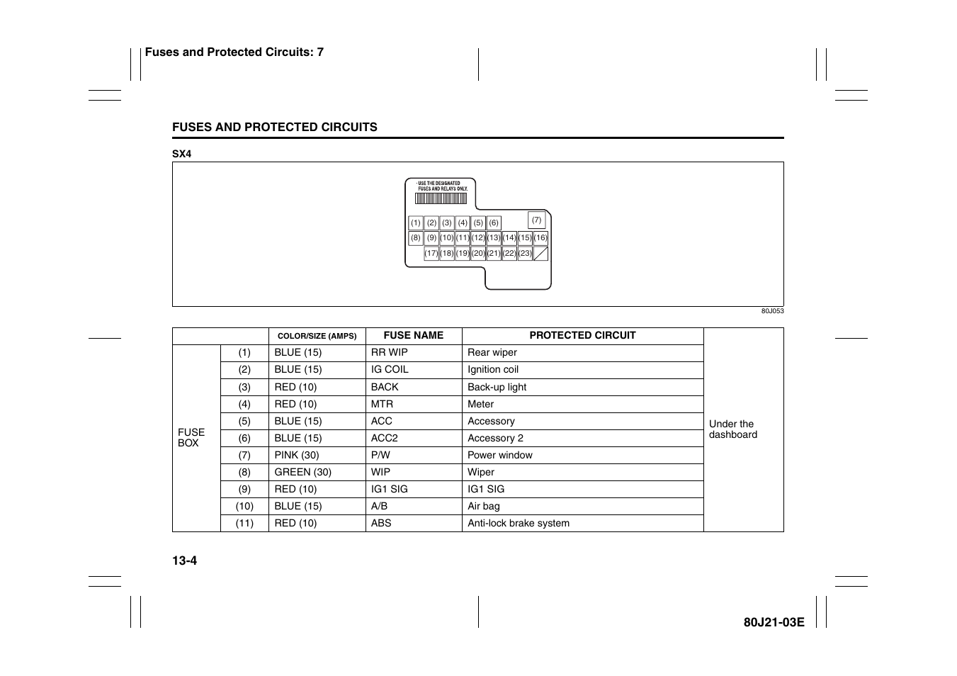 Suzuki SX4/SX4 SEDAN User Manual | Page 262 / 278