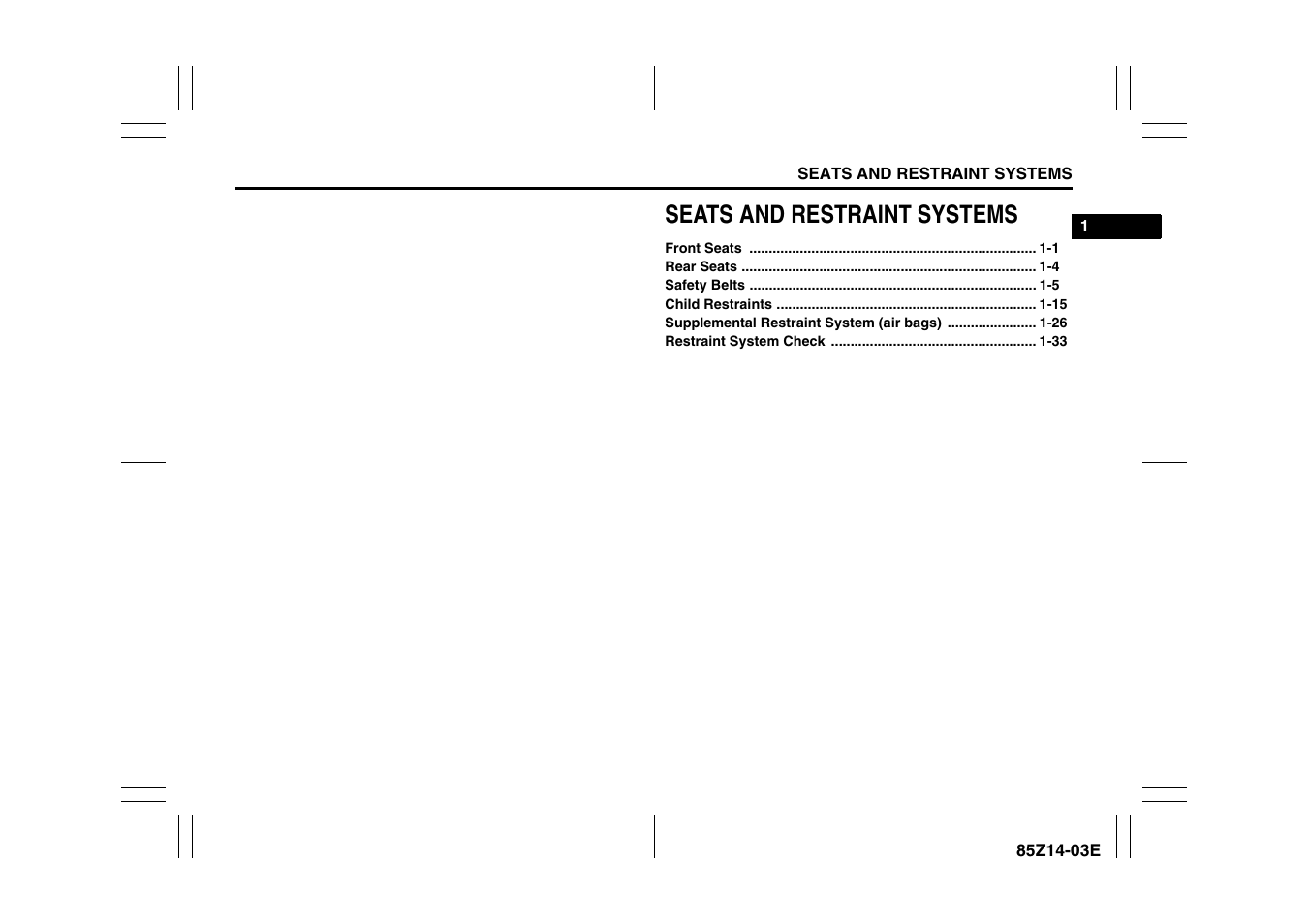 Seats and restraint systems | Suzuki 2008 Reno User Manual | Page 12 / 226