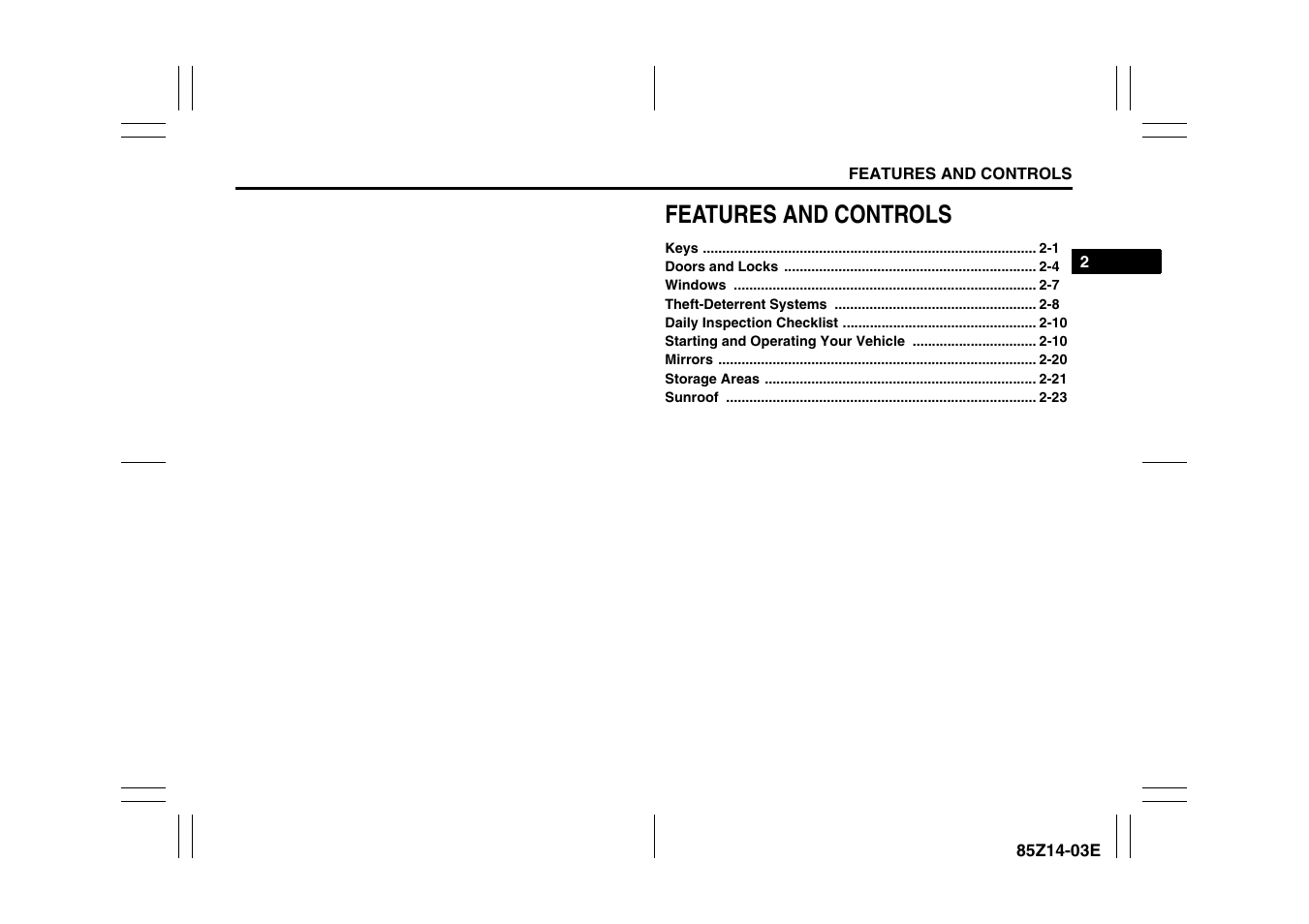 Features and controls | Suzuki 2008 Reno User Manual | Page 48 / 226