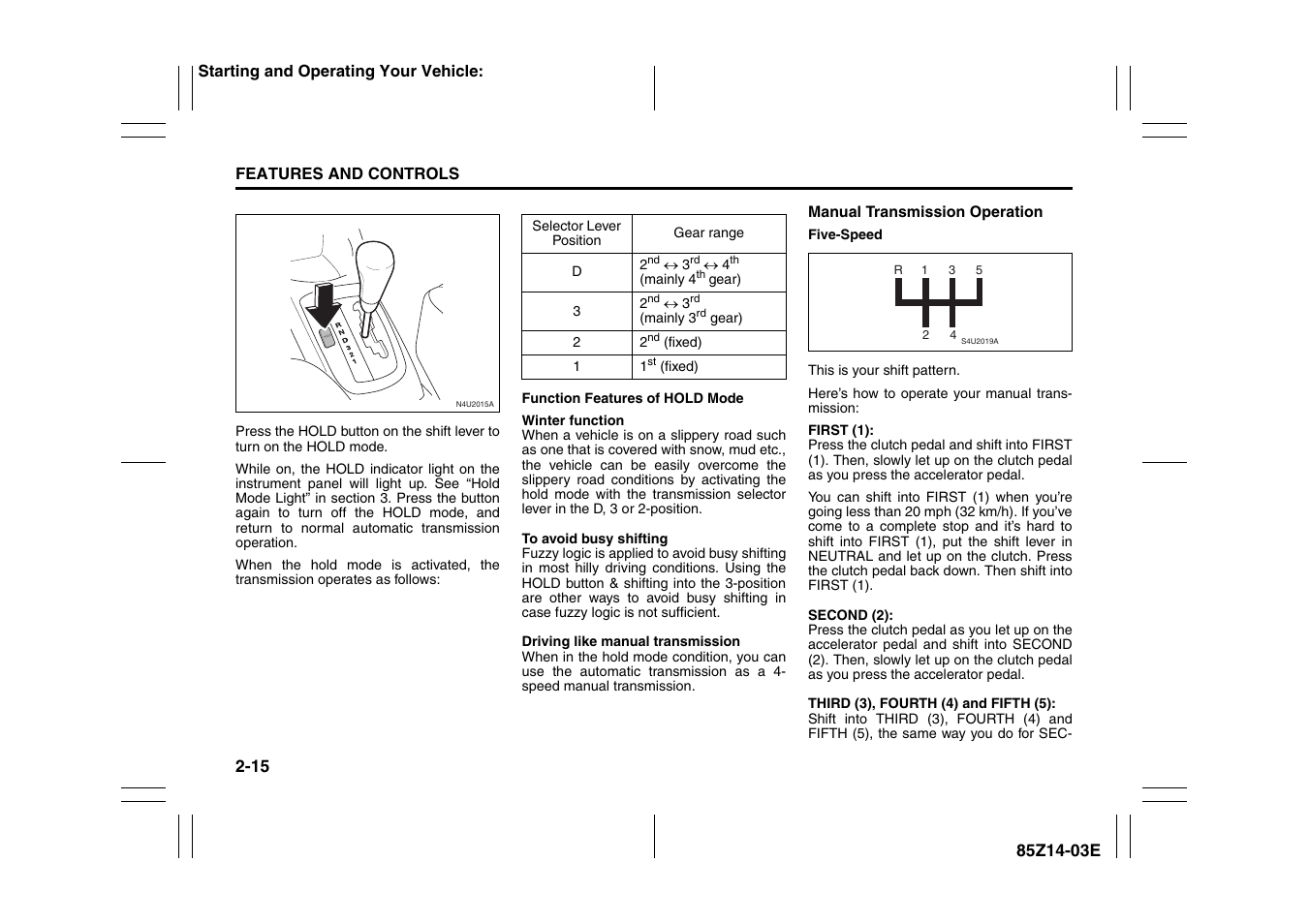 Hold | Suzuki 2008 Reno User Manual | Page 63 / 226
