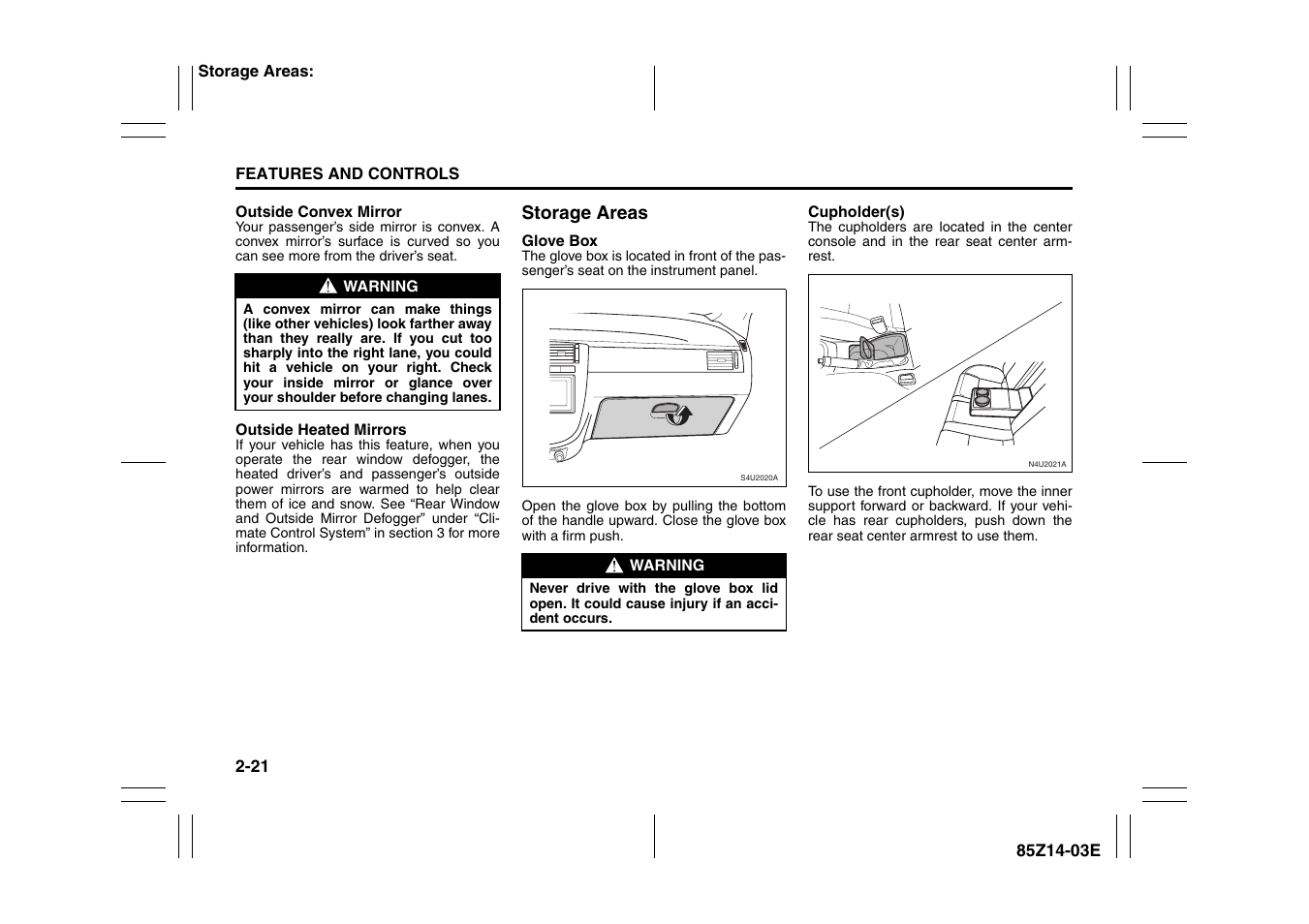 Storage areas -21 | Suzuki 2008 Reno User Manual | Page 69 / 226