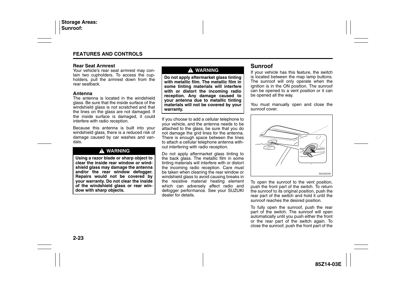Sunroof -23 | Suzuki 2008 Reno User Manual | Page 71 / 226