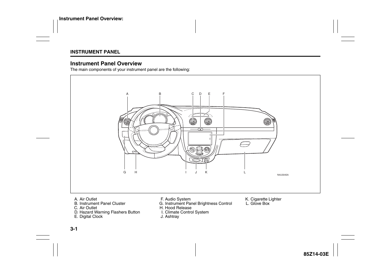 Instrument panel overview -1, Instrument panel overview | Suzuki 2008 Reno User Manual | Page 75 / 226