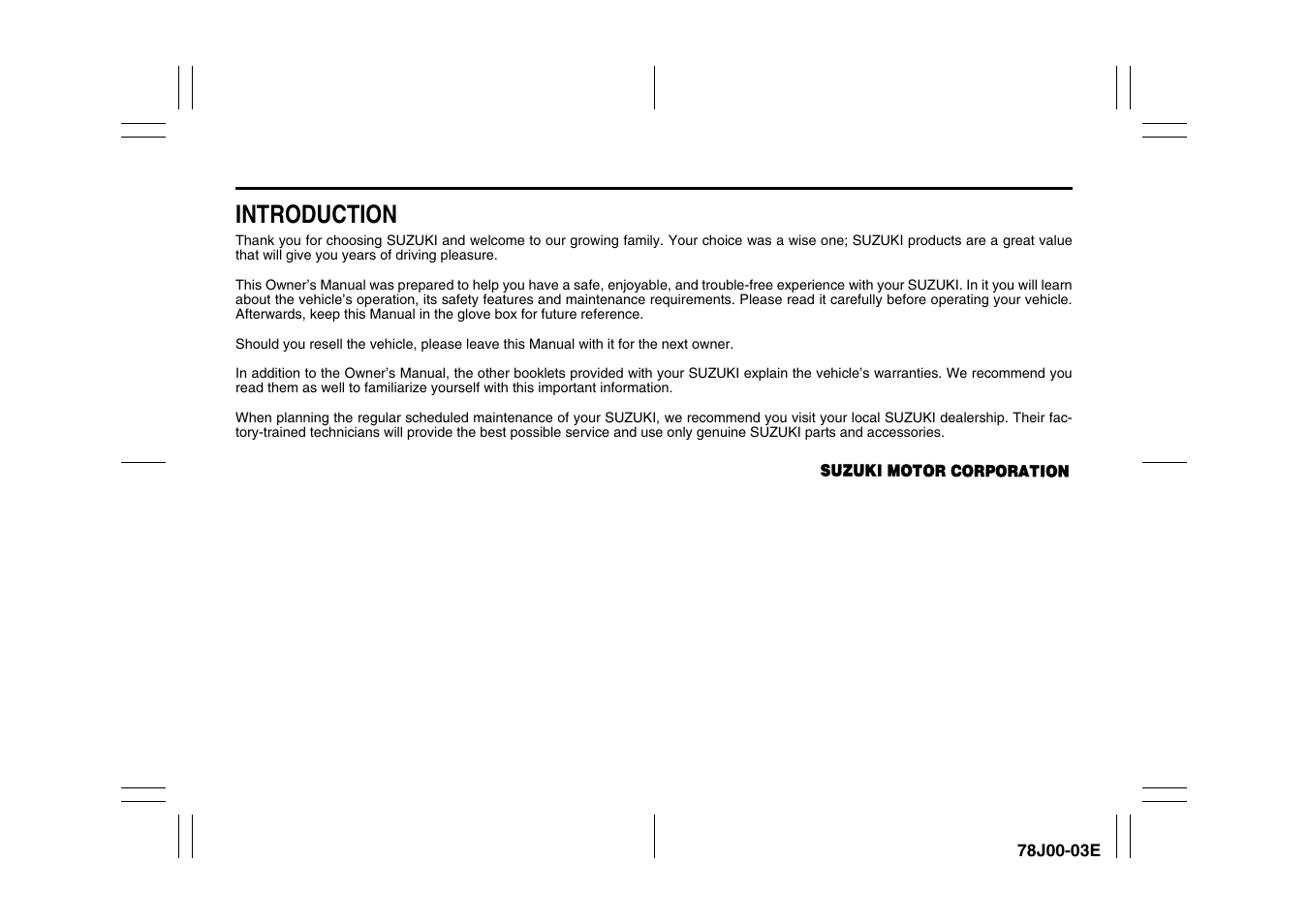 78j00-03e_all sections, Introduction | Suzuki XL7 User Manual | Page 4 / 274