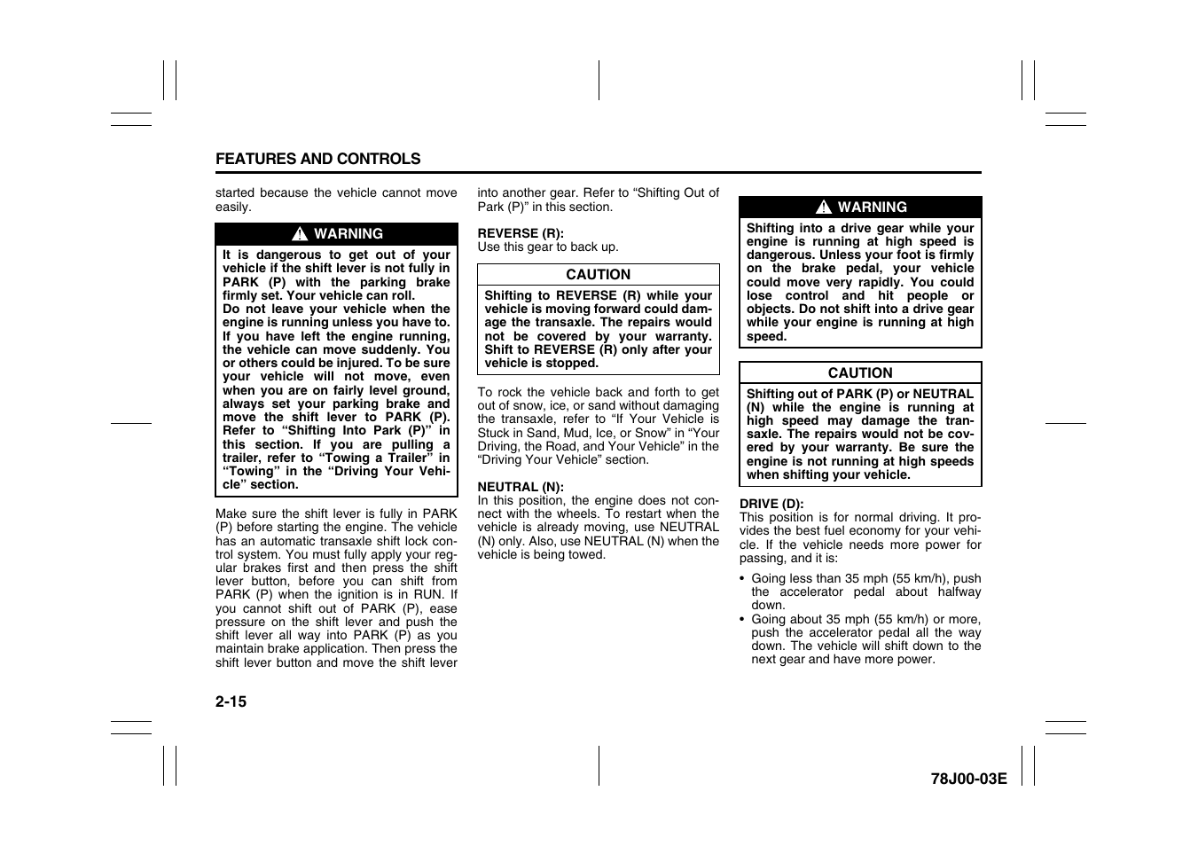 Suzuki XL7 User Manual | Page 71 / 274