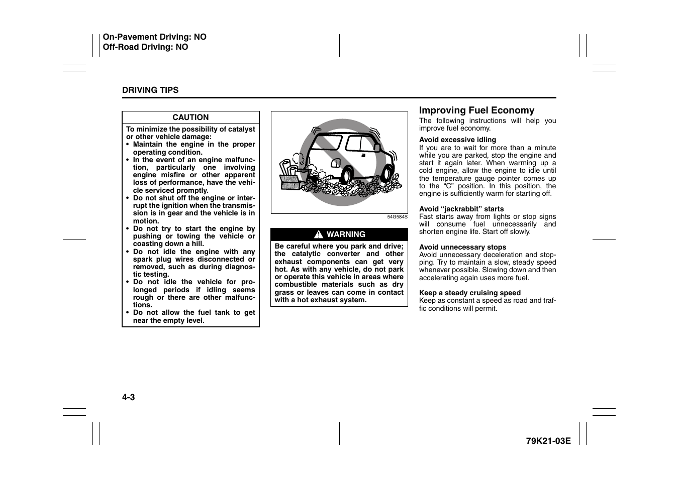 Improving fuel economy -3 | Suzuki 2010 Grand Vitara User Manual | Page 146 / 337