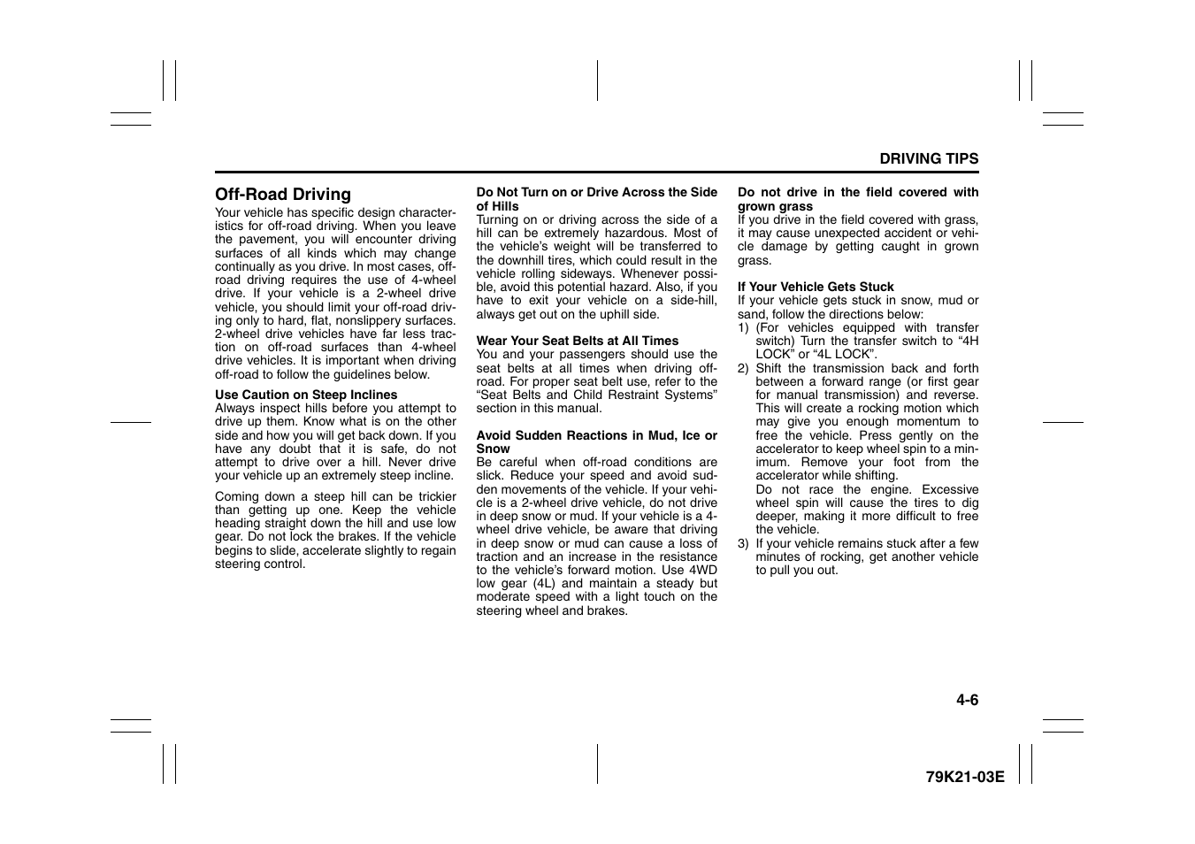 Off-road driving -6 | Suzuki 2010 Grand Vitara User Manual | Page 149 / 337