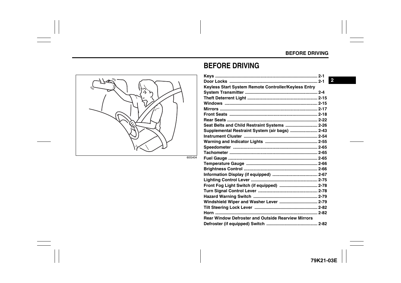 Before driving | Suzuki 2010 Grand Vitara User Manual | Page 17 / 337