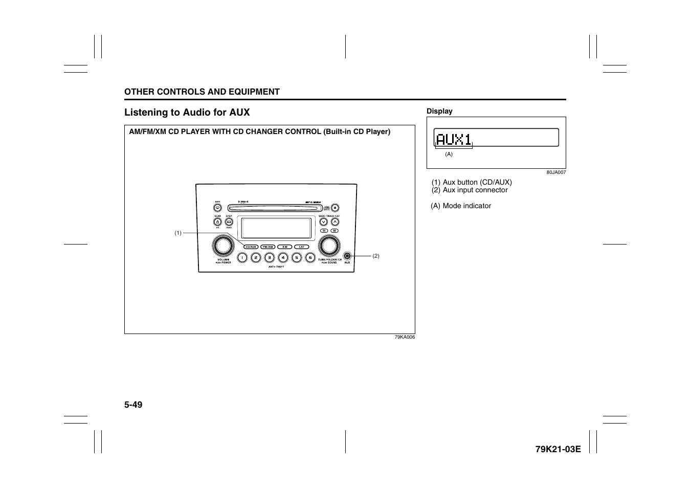 Listening to audio for aux | Suzuki 2010 Grand Vitara User Manual | Page 202 / 337