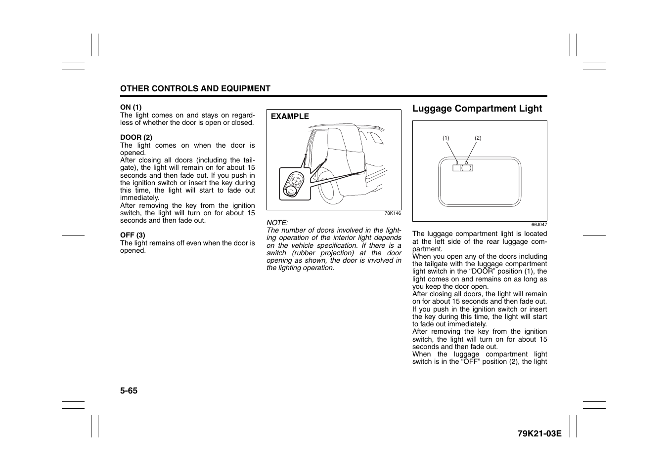 Luggage compartment light -65 | Suzuki 2010 Grand Vitara User Manual | Page 218 / 337