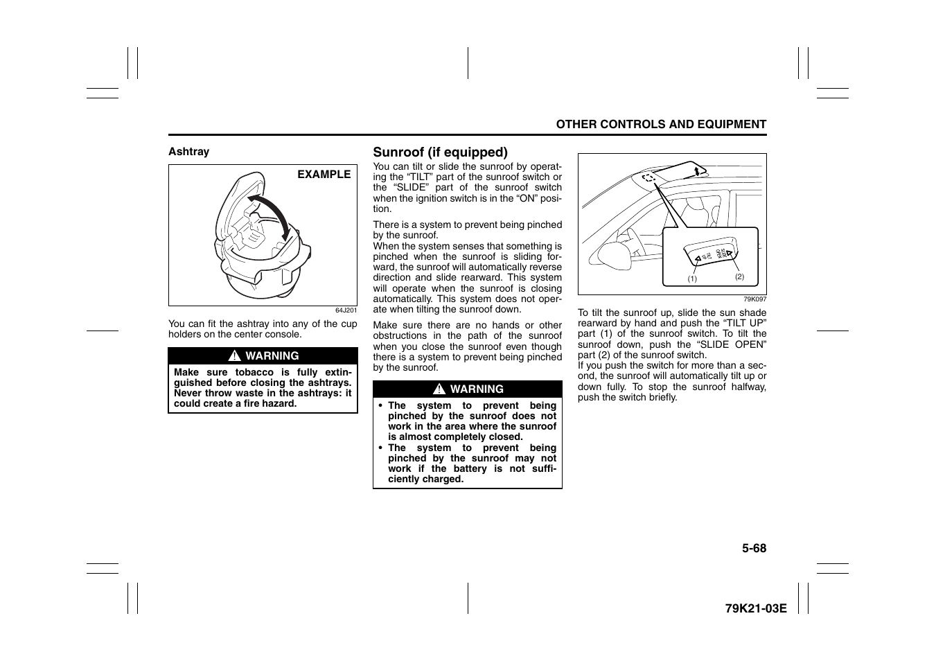 Sunroof (if equipped) -68 | Suzuki 2010 Grand Vitara User Manual | Page 221 / 337