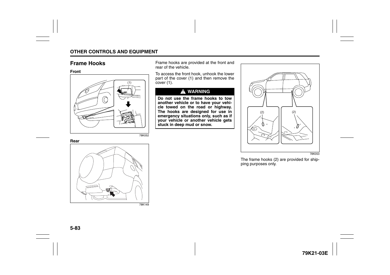 Frame hooks -83, Frame hooks | Suzuki 2010 Grand Vitara User Manual | Page 236 / 337