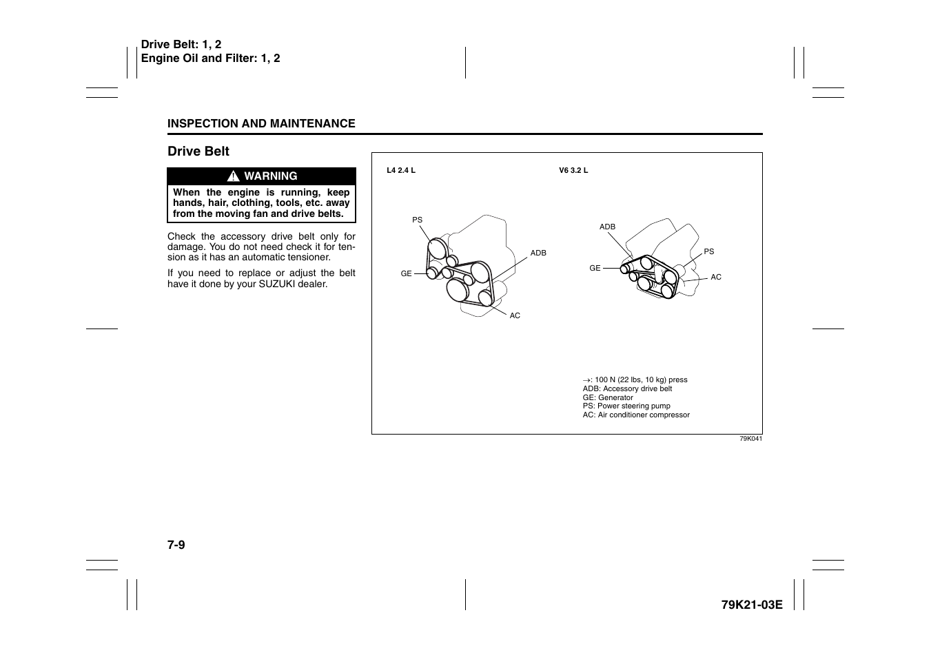 Drive belt -9, Drive belt | Suzuki 2010 Grand Vitara User Manual | Page 258 / 337