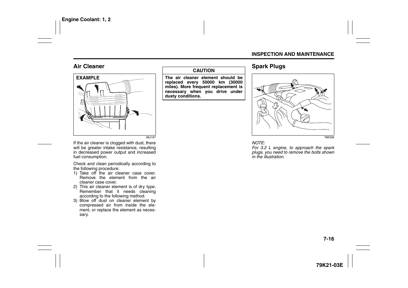 Air cleaner -16 spark plugs -16 | Suzuki 2010 Grand Vitara User Manual | Page 265 / 337