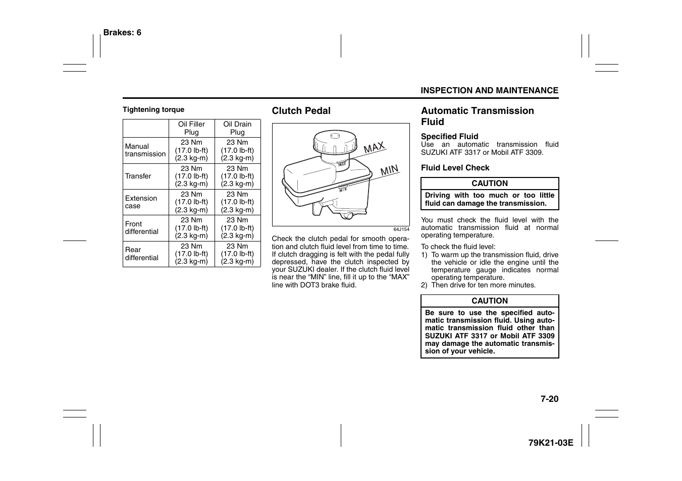 Clutch pedal -20 automatic transmission fluid -20 | Suzuki 2010 Grand Vitara User Manual | Page 269 / 337