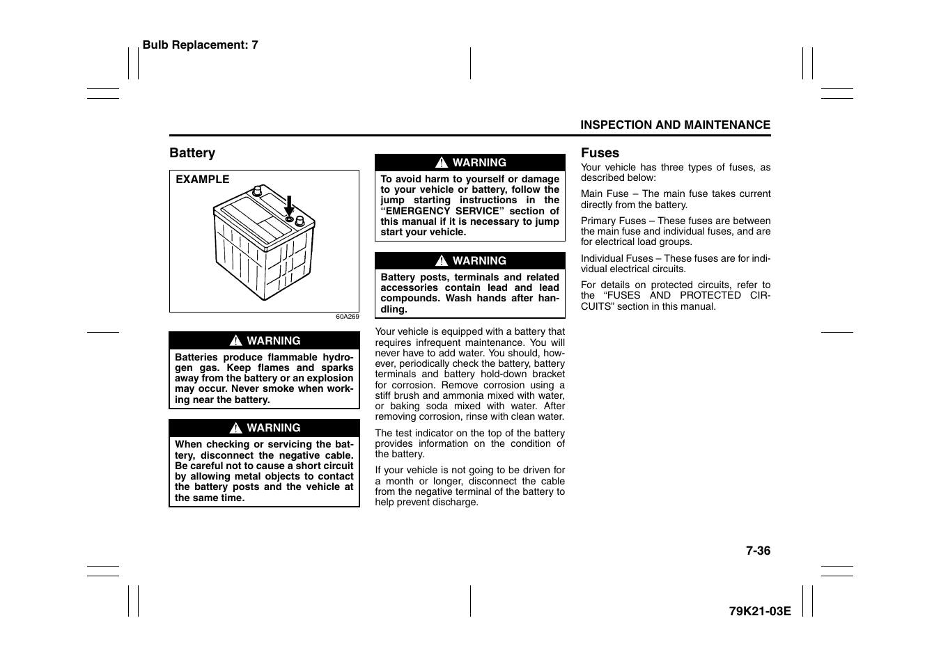 Battery -36 fuses -36 | Suzuki 2010 Grand Vitara User Manual | Page 285 / 337