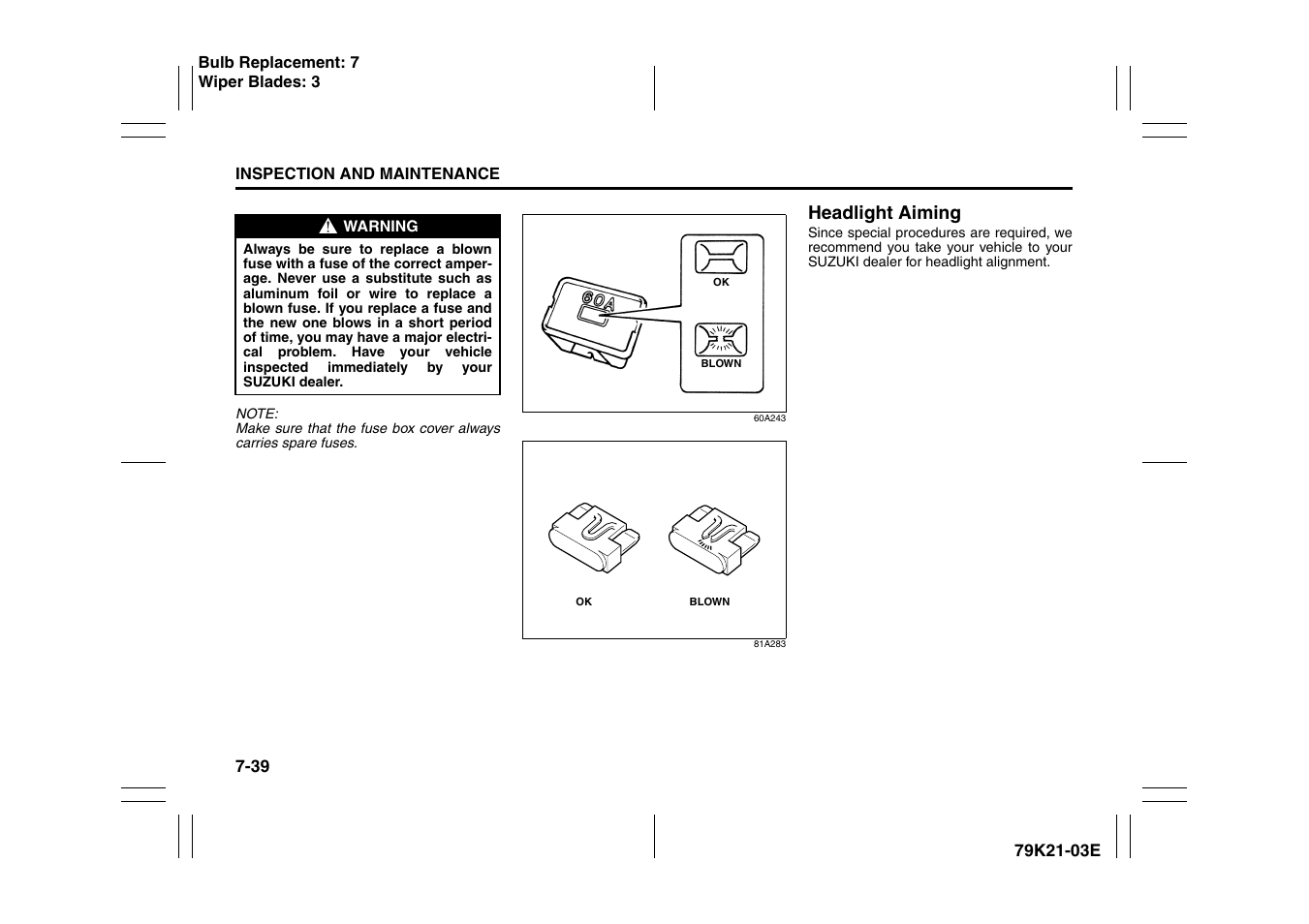 Headlight aiming -39, Headlight aiming | Suzuki 2010 Grand Vitara User Manual | Page 288 / 337