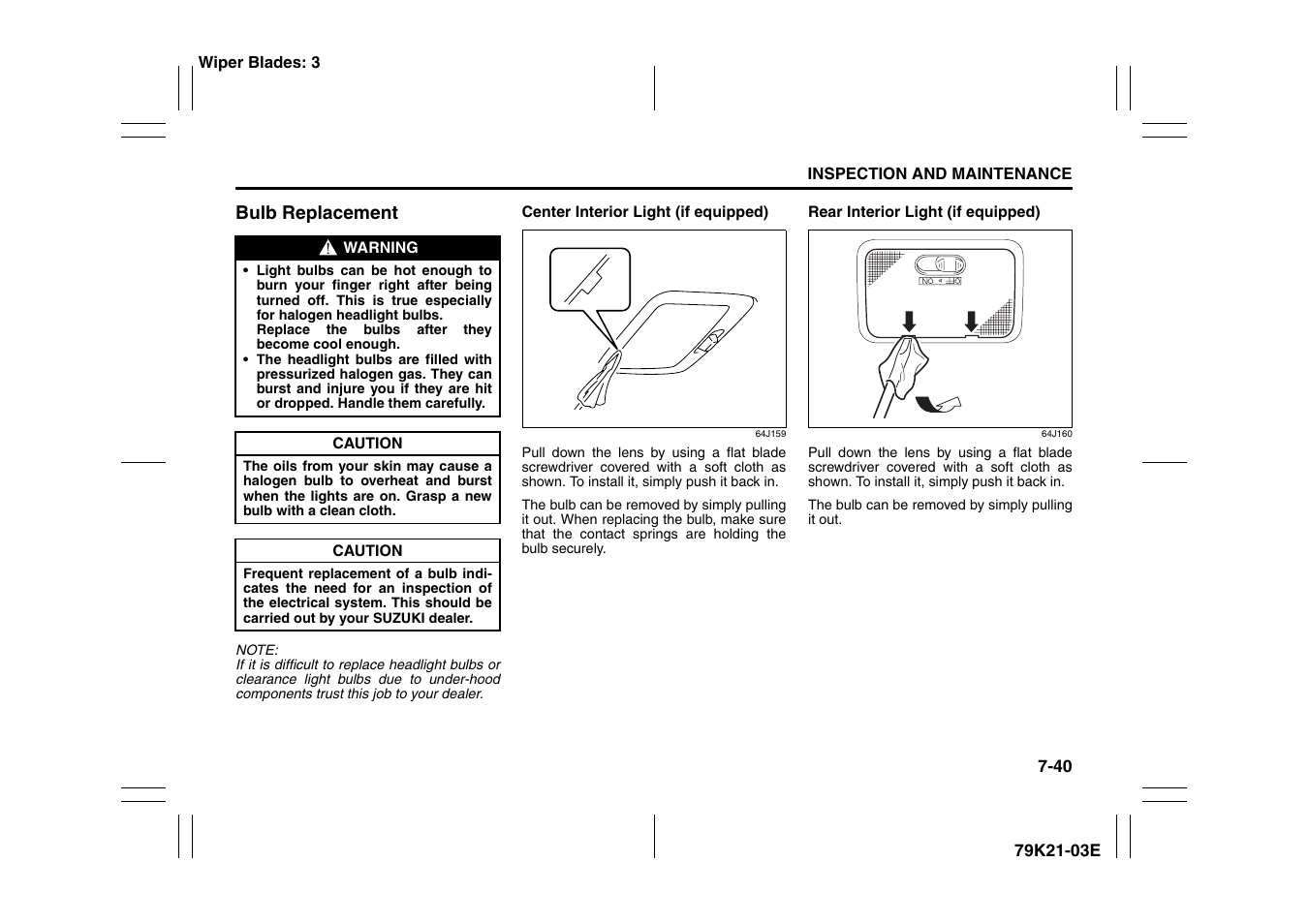 Bulb replacement -40 | Suzuki 2010 Grand Vitara User Manual | Page 289 / 337