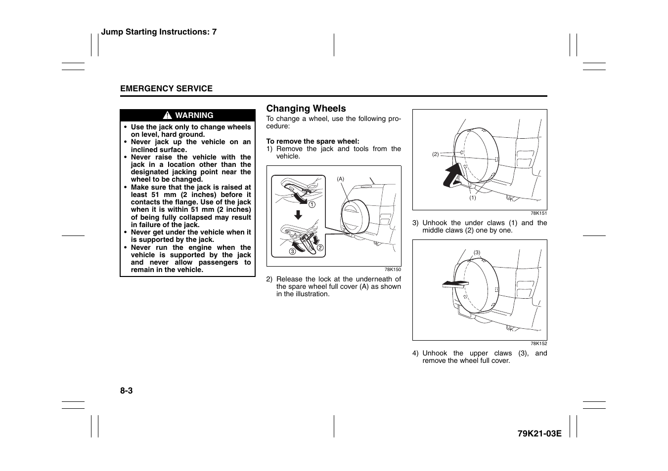 P.8-3), Changing wheels -3 | Suzuki 2010 Grand Vitara User Manual | Page 302 / 337